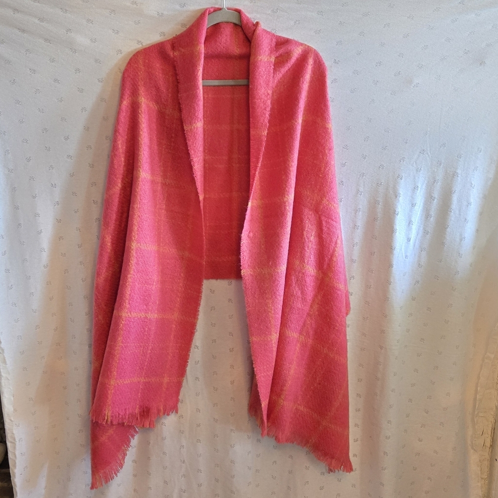 Banana Republic Vibrant Pink and Orange Plaid Shawl/Wrap PRICE FIRM
